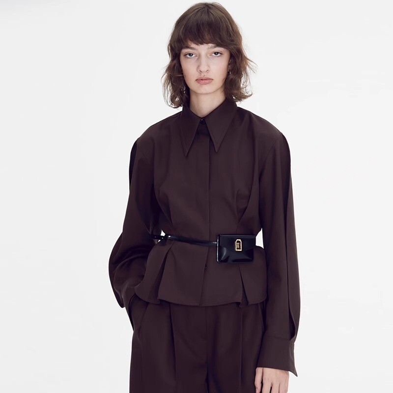 FILA Set pantaloni casual da donna The Row camicia di nicchia primaverile con cinturino a vita alta