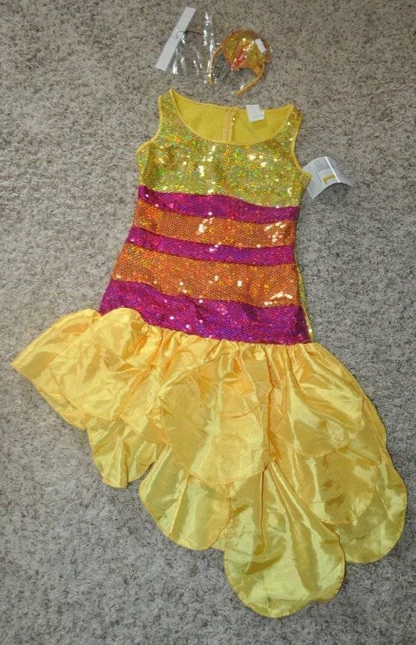 Mujer Big Bird Plaza Sésamo Vestido Amarillo y Tocado 2 Piezas Disfraz de Halloween - S Foto 4 de 4