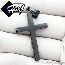 Men's Women's Black Plated Over Stainless Steel Simple Plain Cross Pendant BP29