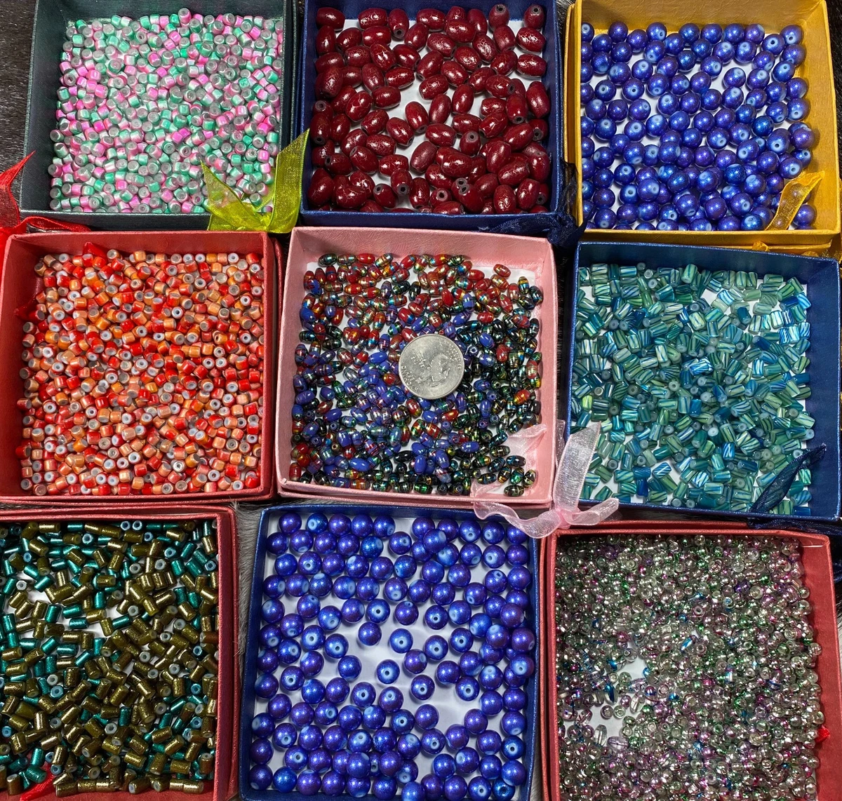 Bulk Beads for Jewelry Making 2lb Mix Glass Beads Stone Shape Multi 1000+  pcs