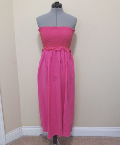 POMANDER PLACE Women's Pink Cotton Smoked Strapless Casual Party Dress Size XS - Afbeelding 1 van 5