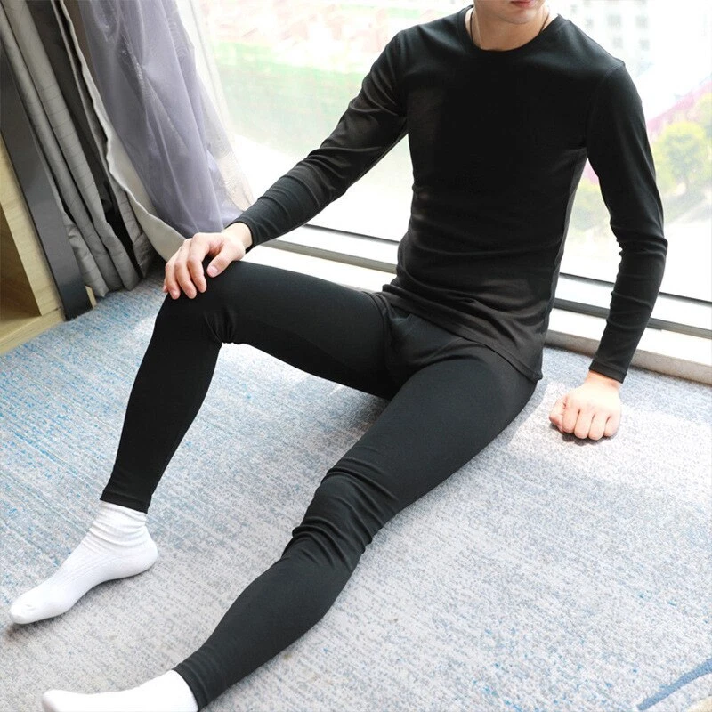 Mens Clothes Long Underwear Thermal Fleece Long Johns Underwear Top Pants Set