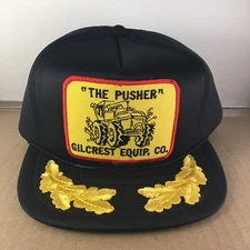 Vtg  Pusher Gilcrest Equip. Trucker Hat Snapback Cap Tractor Patch Scrambled Egg
