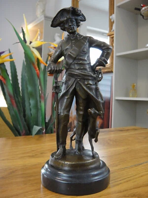 Bronze Marmor Statue Friedrich der Große mit Hund Antik Figur Fritz Edel Luxus - Bild 1 von 4