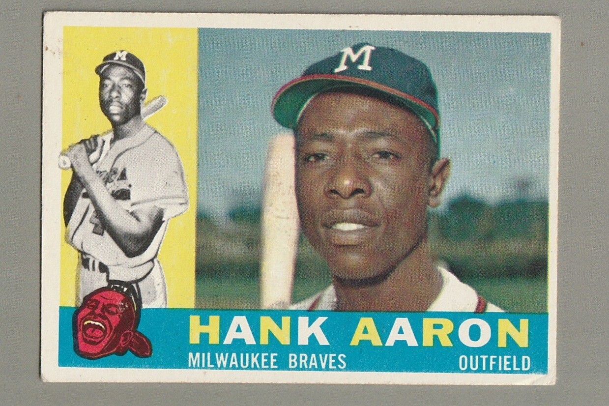1960 Topps Vintage Baseball Card 300 Hank Aaron HOF Card Milwaukee