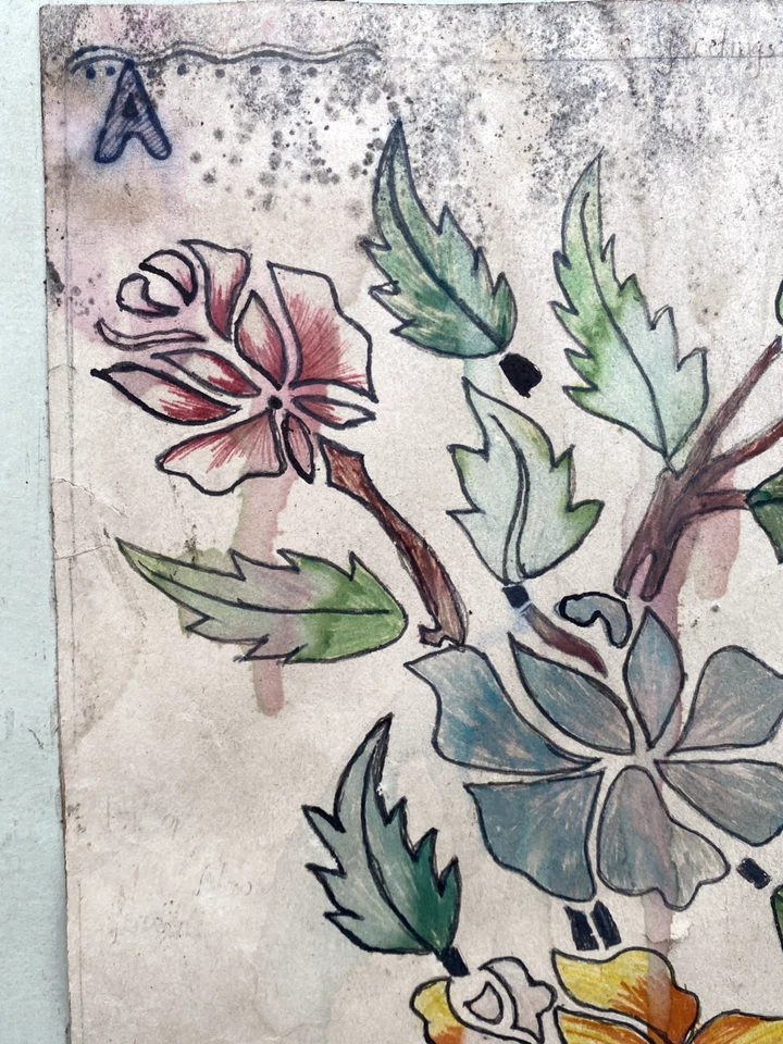 Antique Old Water Color Painting Of Flower Leaves Beautiful Painting Famed - Image 4 of 4