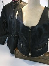 Vtg New Harley Davidson Genuine Leather Jacket Women Sz Xlw W/ Matching Vest Lw