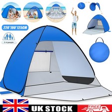 Pop Up Beach Tent for 3-4 Person, UV Protection Beach Sun Shelter w/Zipper Porch
