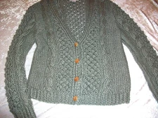 Vintage Naomi Bee Hand Knit Acrylic Gray Button Cardigan Sweater Korea LARGE