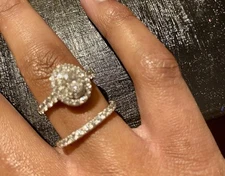 Stunning Halo Diamond Bridal Set – White Gold – Size 9 – $5,000