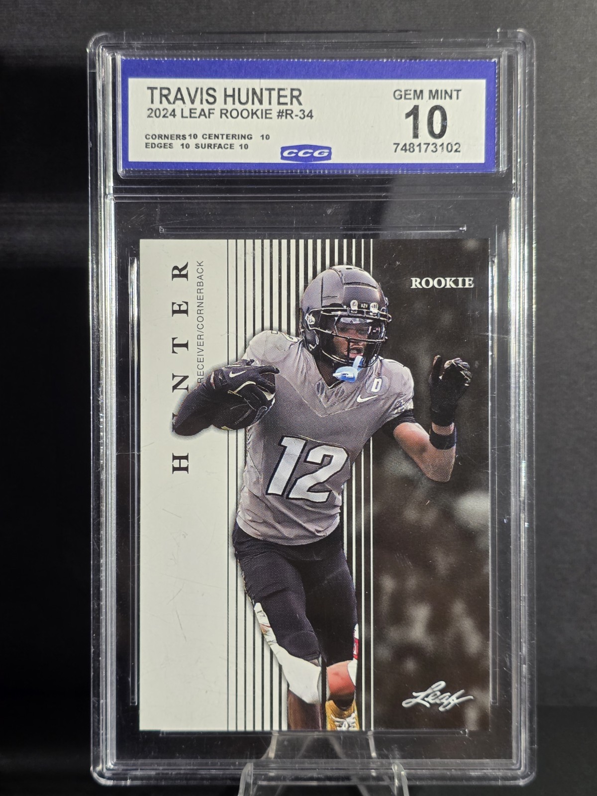 Travis Hunter 2024 Leaf Rookie R34 CCG 10 RC