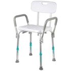 Heavy Duty Shower Chair with Arms and Back 350lbs Adjustable Bath Seat White