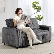 Corduroy 2Seater Reclining Sofa Bed Click Clack Pull Out Design Settee Loveseat