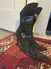 Vintage Dior Black Suede Leather Bedazzled He...