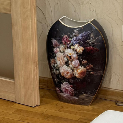 Goebel Keramikvase Orbis Rose Pas de Vie, Rosenmotiv, 45 cm, mehrfarbig, glänze 