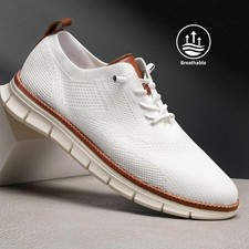 Men's Business Casual Oxford Shoes Mesh Lightweight Walking Shoe Size 7-7.5