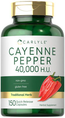 Cayenne Pepper Capsules | 40,000 HU | Non-GMO, Gluten Free | By Carlyle