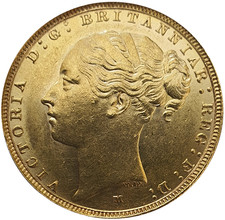 1884-M Queen Victoria Young Head Gold Sovereign