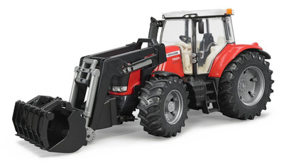 BRUDER - MASSEY FERGUSON 7624 tractor equipped with loader with claw bucket...