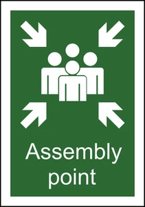 Assembly Point Caution Warning Sign Self Adhesive Vinyl Sticker