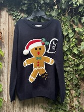 Men’s Black Knitted 3D Christmas Jumper Sized M