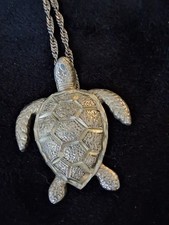 Sterling 925 Turtle Necklace Italy 19" Length 1.5" Turtle