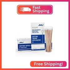 JMU 500 Count 6 Inch Long Cotton Swabs with Wooden Sticks, Lint Free, Highly Abs