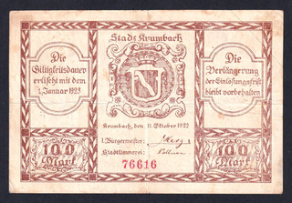 Krumbach 100 Mark 11.10.1922