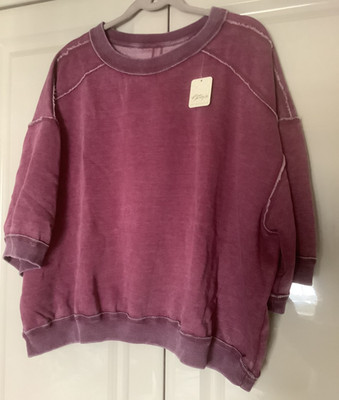 FREE PEOPLE We The Free - LARGE - Everything Oversized Pullover in Damson/Plum