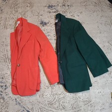 VTG Sag Harbor and Chadwicks Wool Blazer Set of 2 Orange Dark Green Size 12