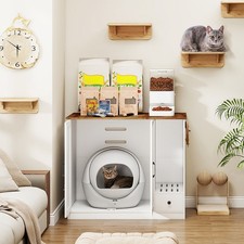 Cat Litter Box Cabinet with Pull-Out Drawer Double Doors - Hidden Furniture