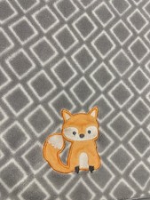 Baby Blanket Orange FOX diamond pattern Soft 38" x 28" Gray Grey