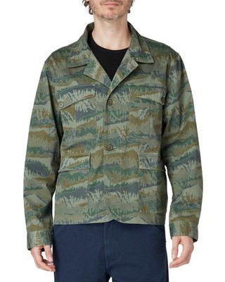PS Paul Smith Printed Field Jacket Mens S Greyish Green Front Button Closure L/S