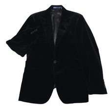 $798 Polo Ralph Lauren Black Velvet Tailored Jacket Made in Italy Mens Size 42R