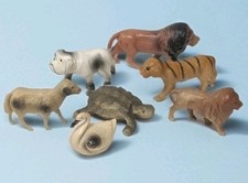 Vintage Celluloid Figurines Animals Lions Bulldog Swan Turtle Sheep Figure Lot