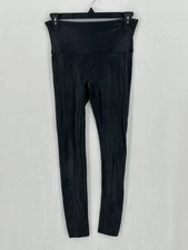 Spanx Leggings Womens Medium Black Faux Leather Power Waistband Compression Sexy