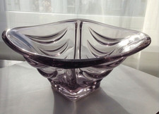 Vtg Vaclav Hanus  63 Swag Drape Bowl Hermanova Czech Bohemia Pink Square Bowl