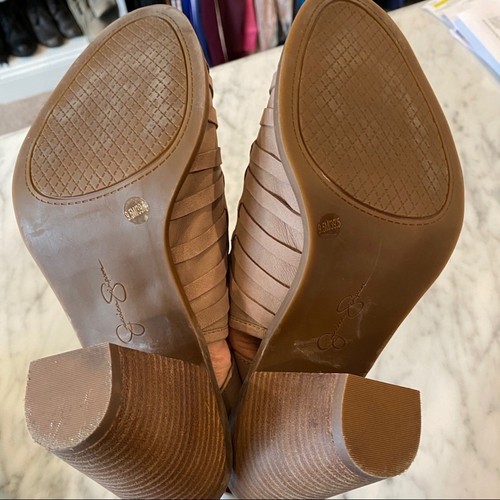 Jessica Simpson Damen Slingback gewebt taupe zehenfrei Blockabsatz Größe 9,5 - Bild 8 von 8