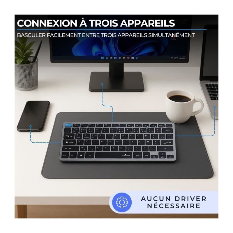Pack Clavier Souris sans fil BLUESTORK Pack Mini Bluetooth Ordinateur Portable - 2