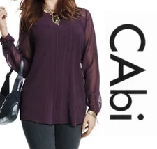 CABI Entice Long Sleeve Blouse Plum Style 3092 Size Large EUC Women's Top Fall L