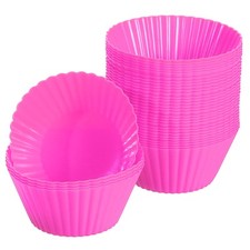 36Pcs Silicone Cupcake Baking Cups 2.8" Non-Stick Muffins Liners Rose Red