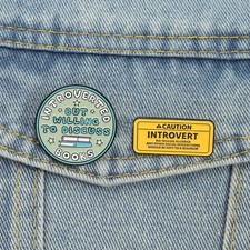 Introvert Enamel Pins Introverted But Willing To Discuss Books Brooches Lapel Ba