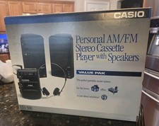 Portable Casio CO-500 W-105 AM/FM Radio Cassette Tape Player SP-300 Speakers