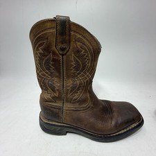 Ariat Classic Brown Leather Western Boots Unisex KIDS 2.5 / EU 33 Pull On