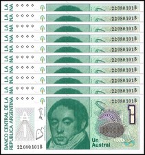 Argentina 1 Austral, 1985-1989 ND, P-323b.1, UNC X 10 PCS