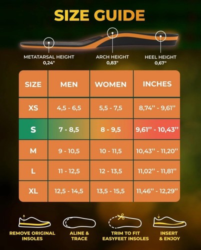 Running Athletic Shoe Insoles Men Women - S (Men 7-8.5/Women 8-9.5), Black - Picture 3 of 8