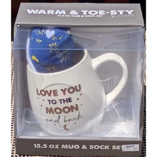 Pavilion Warm & Toes-sty 15.5 oz Mug & Sock Set "Love you to the moon and back"