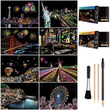 Rainbow Engraving Painting Landscape Scratchboard A4 Craft holiday Creative Gift