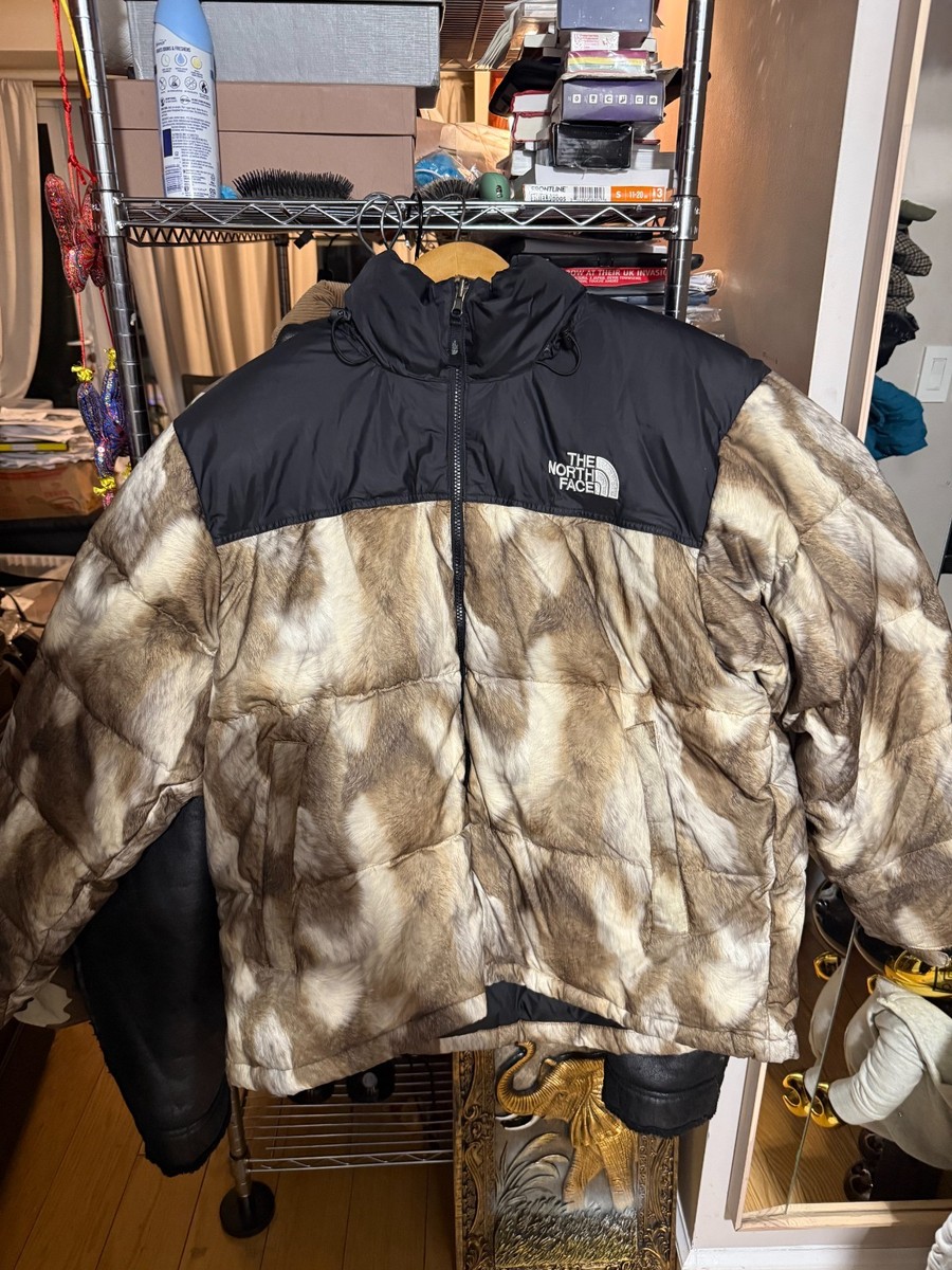 Supreme x The North Face Fur Print Nuptse Jacket FW13 Brown Men's