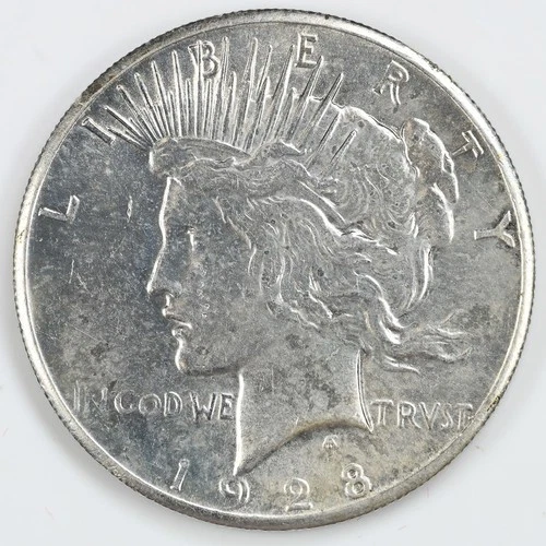 1928 Peace Dollar Silver VF/XF details $1